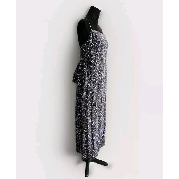 NWT J Crew Ruffle Back Silk Dress in Starry Sky Print Navy sz 6 Maxi Slip Summer - Picture 4 of 14